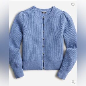 Cashmere puff sleeve cardigan